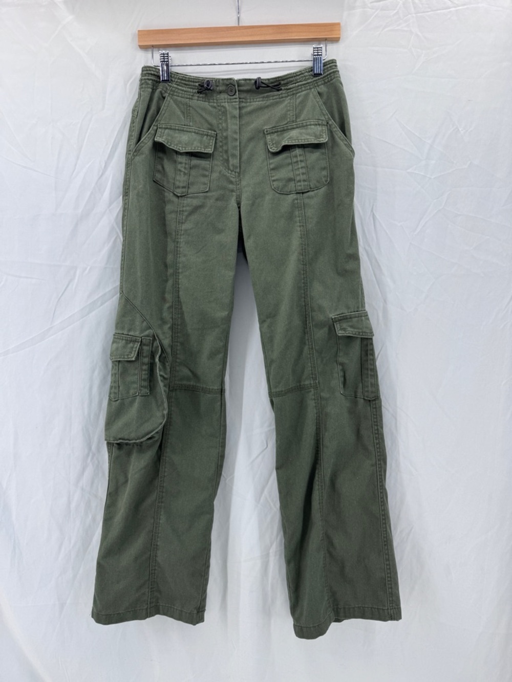 Y2K Brandy Melville Low-Rise Kim Cargo Utility Pants Military Green Streetwear